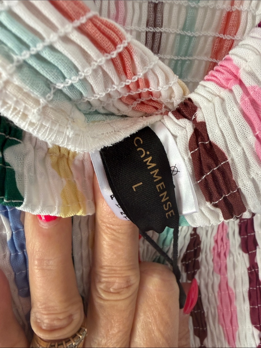 Commense Multicolor Striped Smocked Midi Skirt - Picture 3 of 5